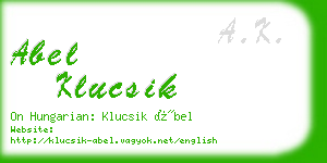 abel klucsik business card